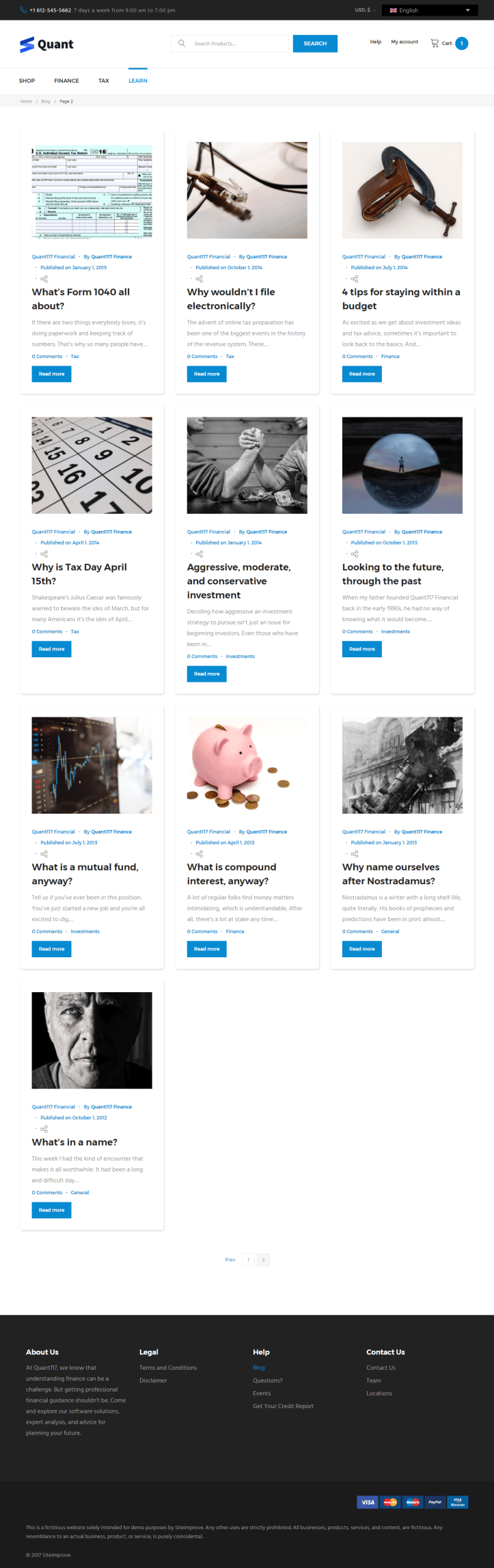 blog menu